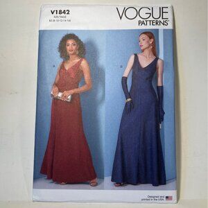 Vogue V1842 Empire Waist V-Neck Formal Dress Sewing Pattern Size 8-16 FF